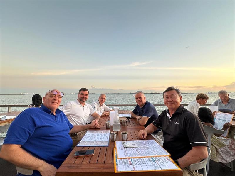 Founder Luca Devoti and CEO Chris Caldecoat (Devoti Sailing), Ed Russo (SB20 Class), Kah Soon (SGP Dealer) and Mike Buchanan (SB20 Singapore)  photo copyright SB20 Singapore taken at  and featuring the SB20 class