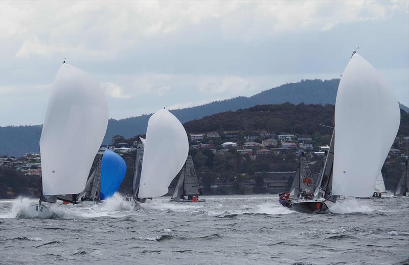 Karabos (left) and Porco Rosso (right) in a close battle for the title during the SB20 Australian Championship at Bellerive - photo © Jane Austin