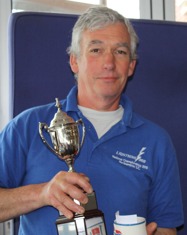 John Claridge with the Peter Webster Trophy after winning the Lightning 368 Class at the Royal Lymington Summer Regatta photo copyright R Lym YC taken at Royal Lymington Yacht Club and featuring the Lightning 368 class