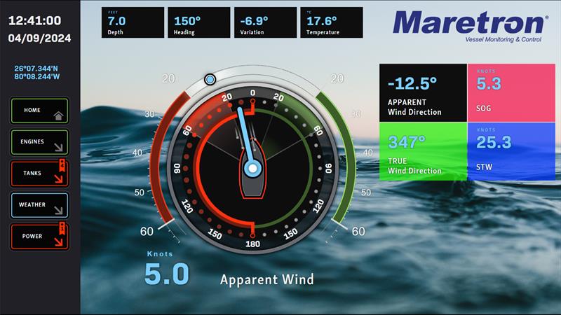 MConnect® weather screen - photo © Maretron