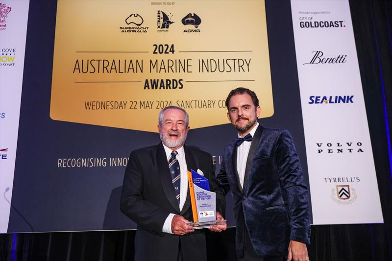 Andrew Hutchinson, Senior Economic Development Officer, City of Gold Coast presents the 2024 Australian Marine Industry Innovation of the Year to Alan Steber from Steber International photo copyright Salty Dingo taken at  and featuring the Marine Industry class