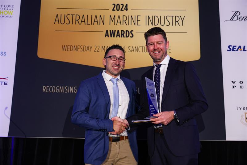 Nick Lester, SeaLink presents the 2024 Australian Commercial Hospitality Operator of the Year to Frank Panuccio, Co-founder, Sea Sydney Harbour photo copyright Salty Dingo taken at  and featuring the Marine Industry class