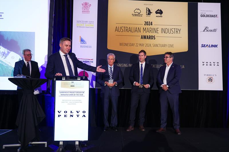 2024 Australian Superyacht Project, Design or Manufacturer of the Year Award – Echo Yachts, received by Chris Blackwell, Sales & Marketing Manager photo copyright Salty Dingo taken at  and featuring the Marine Industry class