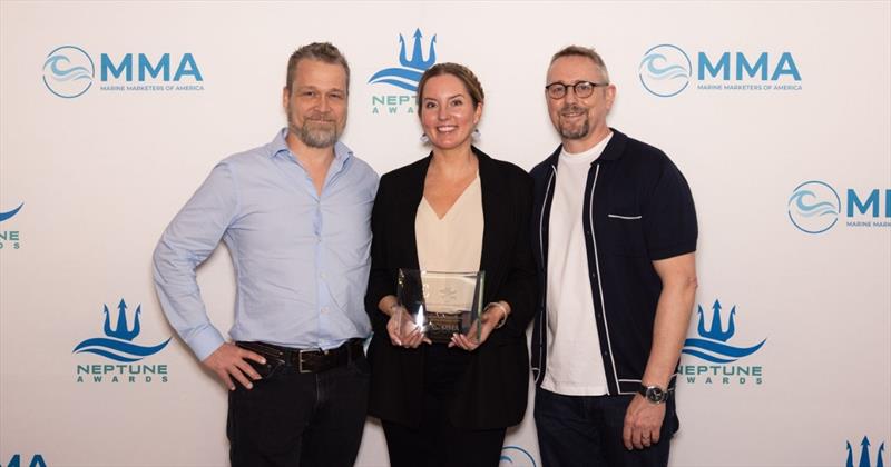 Savvvy Navvy wins Neptune Award Jelte Liebrand Alex Ostler David Cusworth (left to right) - photo © Savvy Navvy