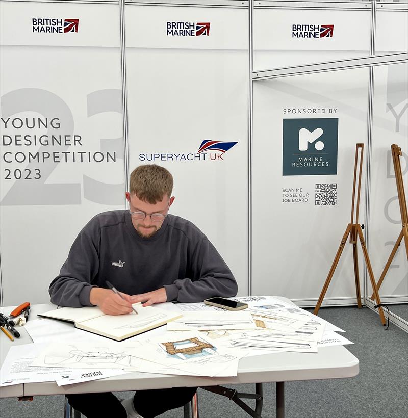 Superyacht UK Young Designer competition - The winner sketching photo copyright Marine Resources taken at  and featuring the  class