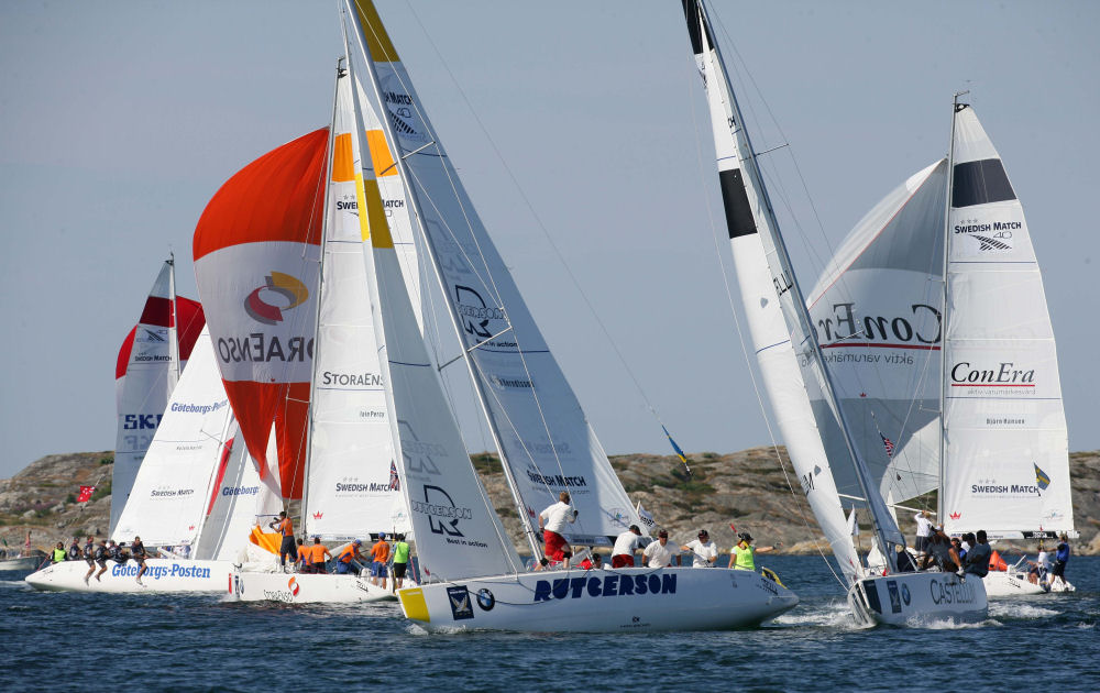 There was action galore on the Western Approach to Marstrand Harbor as Group B crews battled during Day 3 of the Swedish Match Cup photo copyright Swedish Match Tour / Guido Cantini taken at  and featuring the Match Racing class