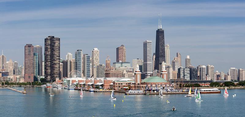 Panaromic view of the Chicago Match Cup 2013 taking place at Navy Pier - photo © Brian Carlin / AWMRT