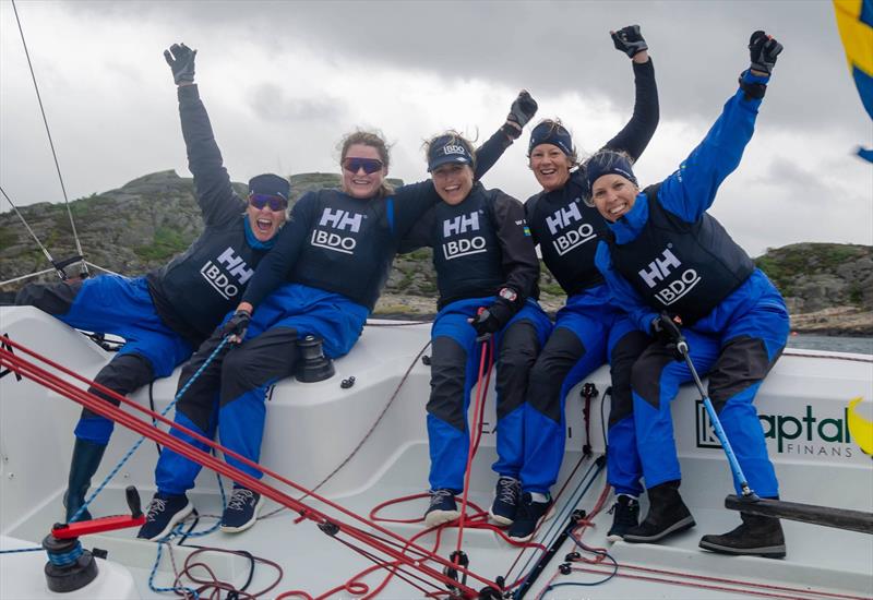 Team WINGS (l-r) Annika Carlunger, Linnea Wennergren, Anna Holmdahl, Jenny Axhede, Anna Östling – skipper win the Nordea Women's Trophy at GKSS Match Cup Sweden photo copyright Anders Dahlberg taken at Royal Gothenburg Yacht Club and featuring the Match Racing class