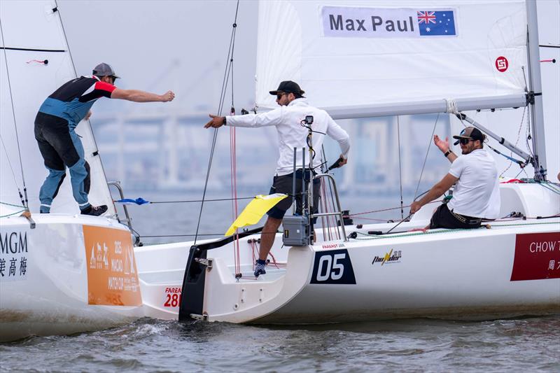 Australia's Max Paul, Bombora Racing  (crew George Richardson, Nathan Gulliksen, Megan Thomson) - 2025 Macao Match Cup day 1 photo copyright Ian Roman / WMRT taken at  and featuring the Match Racing class