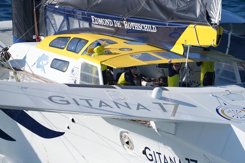 Maxi Edmund de Rothschild commences Jules Verne Trophy, Sunday Feb 12, 2023 from Ushant - photo © E. Stichelbaut 