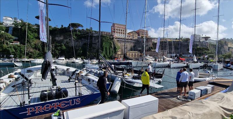 Maxi fleet assembles in Sorrento for the 2023 IMA Maxi European Championship which starts with the Regata dei Tre Golfi today - photo © James Boyd / IMA