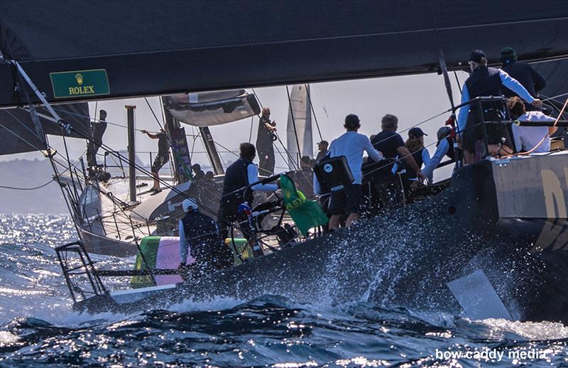 SHK Scallywag leads Galateia round the top mark photo copyright Bow Caddy Media taken at Yacht Club Costa Smeralda and featuring the Maxi class