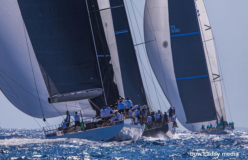 The fleet downwind photo copyright Bow Caddy Media taken at Yacht Club Costa Smeralda and featuring the Maxi class