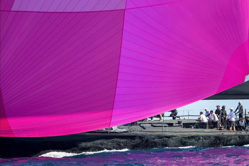 The characteristic fuchsia spinnaker of Sir Peter Ogden's Jethou - photo © Gilles Martin-Raget