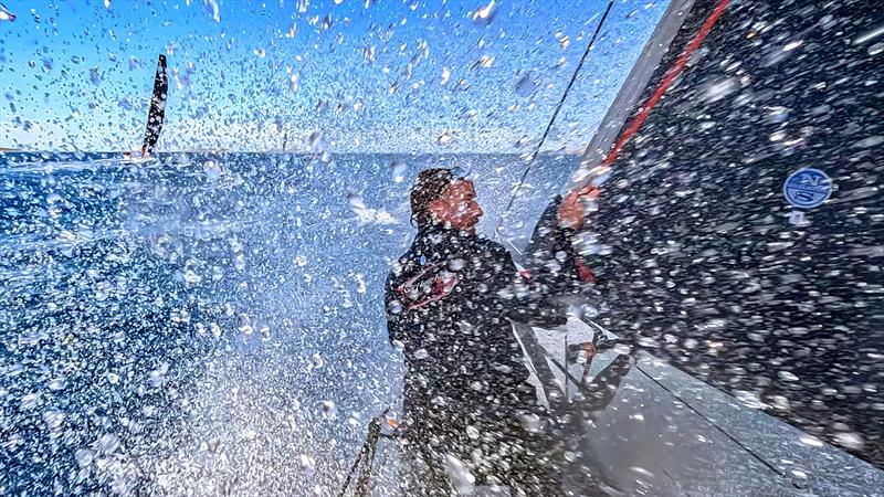 Wet and Wild - On the bow of SHK Scallywag photo copyright Bow Caddy Media taken at Yacht Club Costa Smeralda and featuring the Maxi class