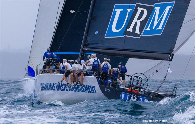 URM Group heads for the finish photo copyright Bow Caddy Media taken at Cruising Yacht Club of Australia and featuring the Maxi class