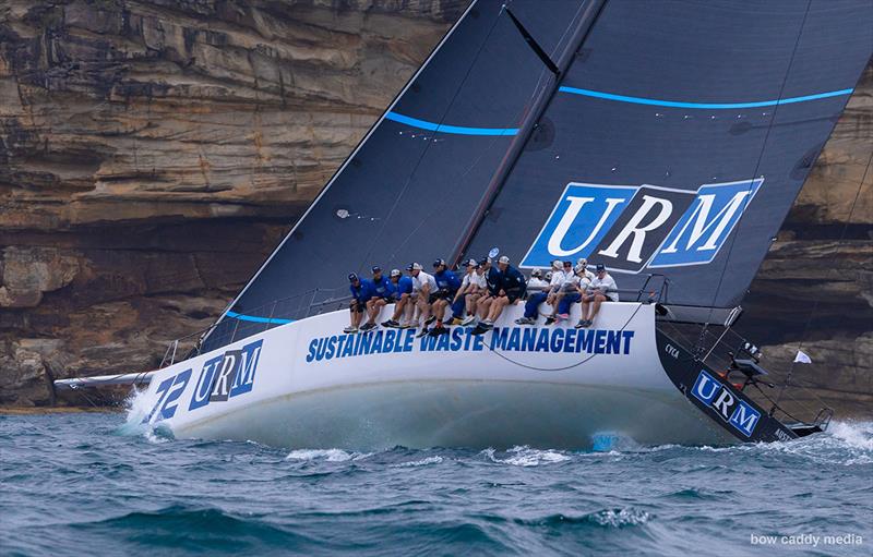 URM Group works upwind close to South Head photo copyright Bow Caddy Media taken at Cruising Yacht Club of Australia and featuring the Maxi class