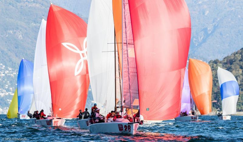 The fleet downwind in Luino on day 3 of the Melges 24 Copa Lino Favini - photo © BPSE / Mauro Melandri