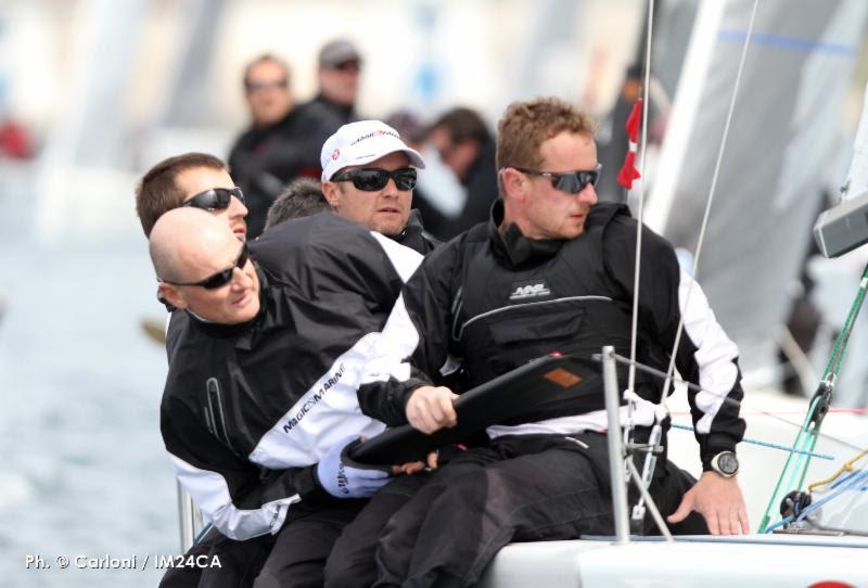 EFG Bank SUI684 with Chris Rast helming on day 2 of the Melges 24 European Sailing Series in Portoroz photo copyright Andrea Carloni / IM24CA taken at Yachting Club Portorož and featuring the Melges 24 class