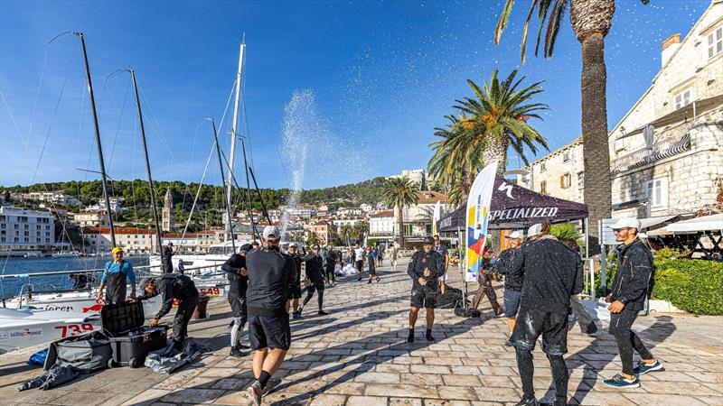 Celebration on Hvar's iconic Riva - 2024 CRO Melges 24 Cup Hvar photo copyright Hrvoje Duvancic / regate.com.hr taken at  and featuring the Melges 24 class