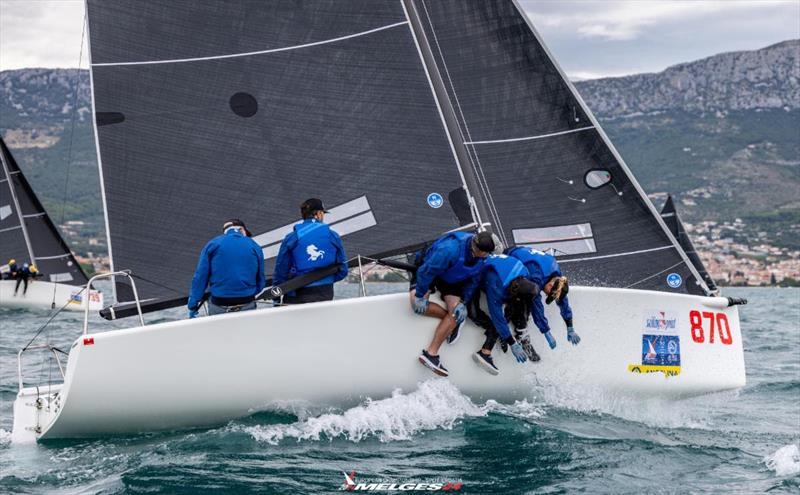 Cuyler Morris and Manu Weiler sitting in the cockpit racing Dark Horse USA870 at the Melges 24 European Championship 2024 in Split, Croatia photo copyright IM24CA / Zerogradinord taken at  and featuring the Melges 24 class