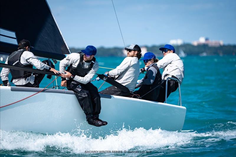 Melges 24 – Laura Grondin's ‘Dark Energy' on their way to a win during Bacardi Winter Series Event 2 photo copyright Hannah Lee Noll taken at Shake-A-Leg Miami and featuring the Melges 24 class