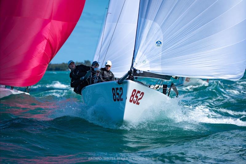 Melges 24 - Paolo Brescia powers ‘Melgina' downwind during Bacardi Winter Series Event 2 photo copyright Hannah Lee Noll taken at Shake-A-Leg Miami and featuring the Melges 24 class