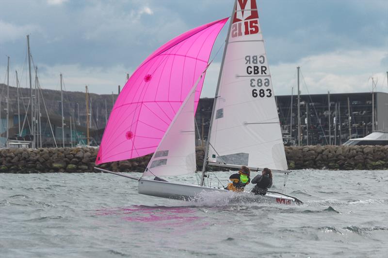 Molly Sacker and Daisy Collingridge sailing a Melges 15 at Portland Harbour - photo © Isaac Marsh