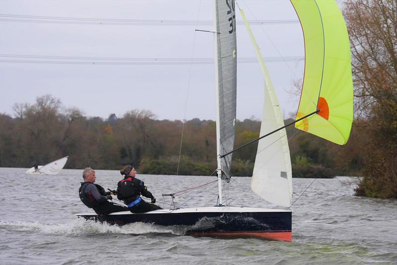 Duncan Salmon and Ruth Hanstater in the Open Winter Series at Fishers Green photo copyright Angie Meyer taken at Fishers Green Sailing Club and featuring the Merlin Rocket class