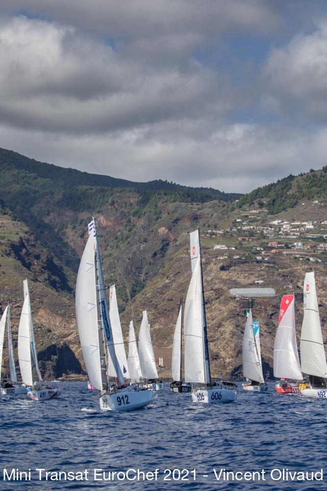 Mini Transat EuroChef 2021 Leg 2 start photo copyright Vincent Olivaud taken at  and featuring the Mini Transat class