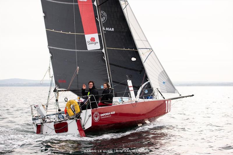 Carlos Manera Pascual and Rebecca Coles celebrate second place in Mini Fastnet Race - photo © Manon Le Guen