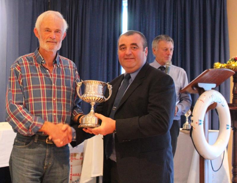 Keith Watts (helm of the year) Steve Creek (Commodore) at the Torpoint Mosquito Sailing Club dinghy prize giving - photo © Lynne Goggin