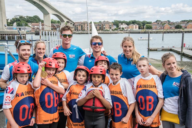 Newlands Primary School students and Olympic medallists at Southampton Water Sports Activity Centre photo copyright SWAC taken at Southampton Water Activities Centre