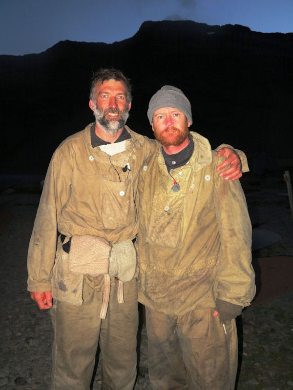 (l to r) Expedition leader Tim Jarvis and mountaineer Barry Gray arrive at Stromness 2245 GMT on 10 February photo copyright Jo Stewart / Shackleton Epic taken at 