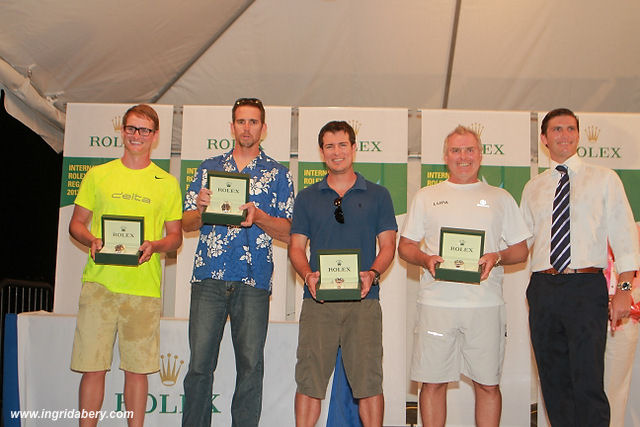 Rolex timepiece winning skippers on the podium at the 40th International Rolex Regatta photo copyright Ingrid Abery / Rolex taken at St. Thomas Yacht Club