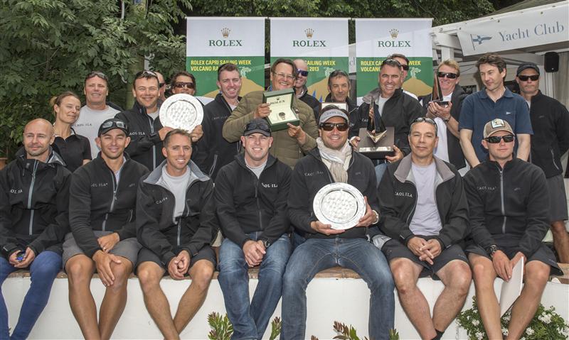 Alex Schaerer and Caol Ila (SUI) team members at the final Rolex Volcano Race prizegiving photo copyright Kurt Arrigo / Rolex taken at Yacht Club Capri