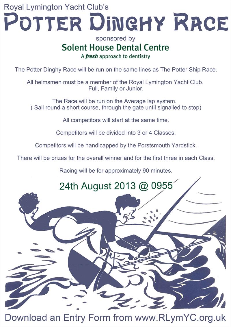 RLymYC Potter Dinghy Race poster photo copyright RLymYC taken at Royal Lymington Yacht Club