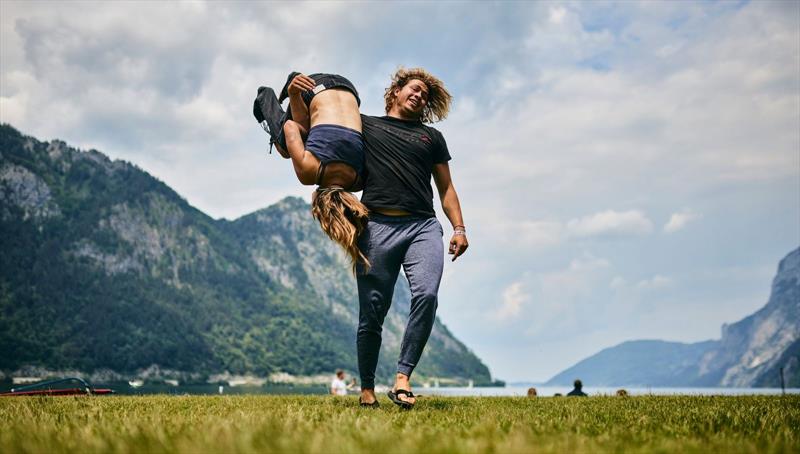 Entertainment upside down - 2022 KiteFoil World Series Traunsee, day 1 - photo © IKA Media / Robert Hajduk