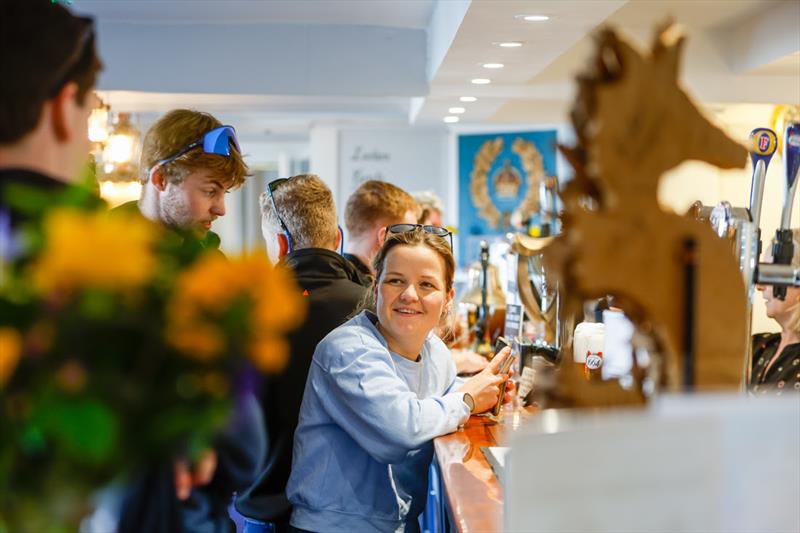 Crews catch up after racing on day 1 of the RORC Easter Challenge at the RORC Cowes Clubhouse Bar - photo © Paul Wyeth / www.pwpictures.com