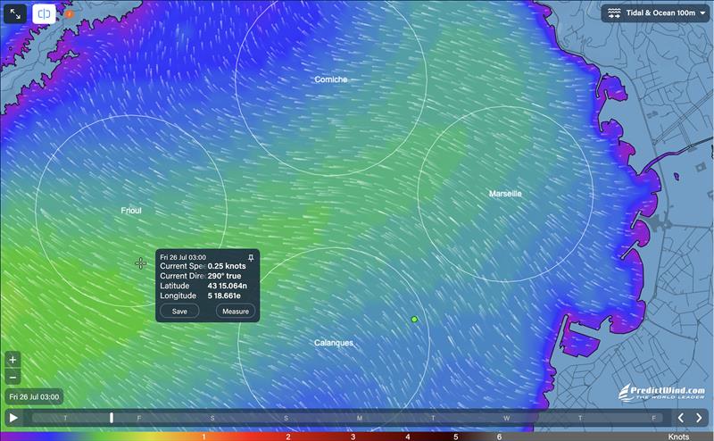 Marseille - High Resolution currents over the four course areas - photo © Predictwind.com