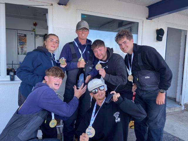 Abersoch Keelboat Week 2024 - The launch team with their medals and a Magnum of Champagne - photo © Pete Hawkins