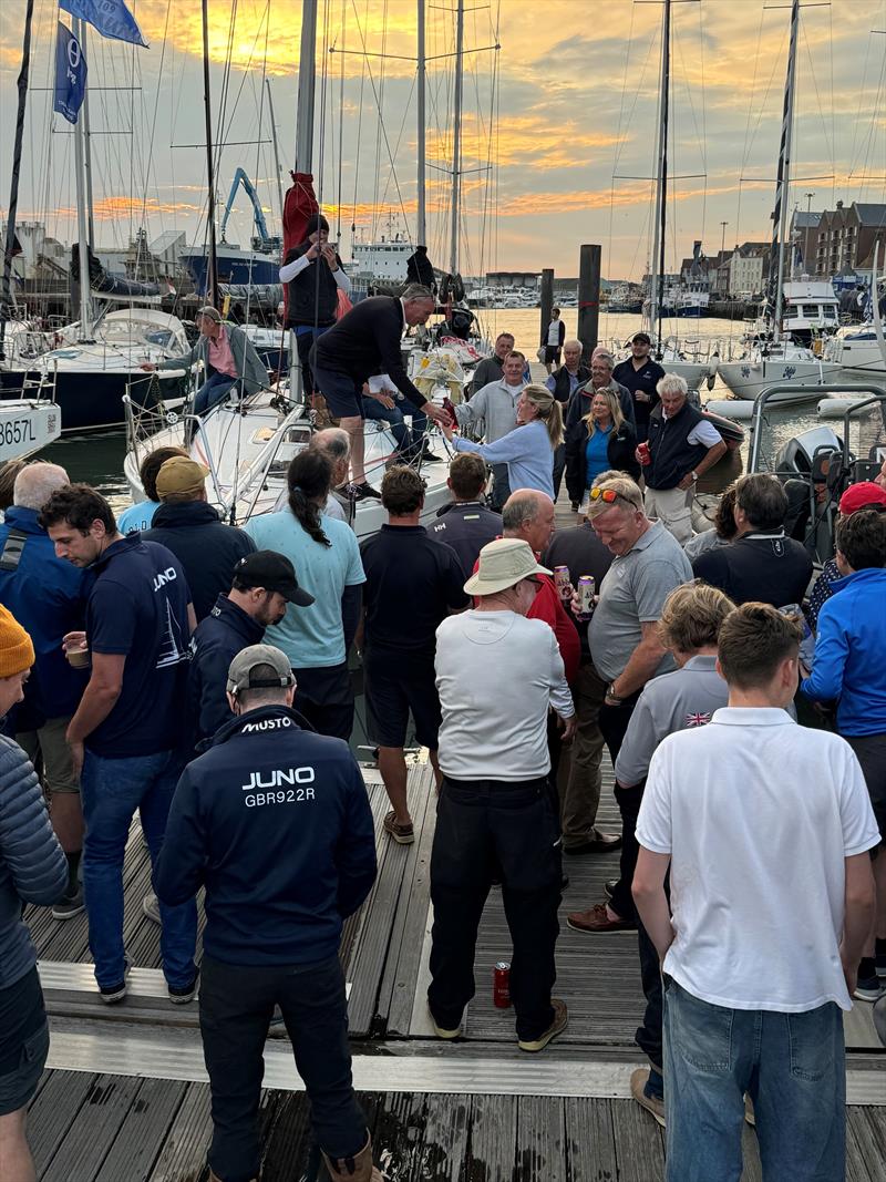 Pontoon Party during the JOG Cowes - Poole - Cowes race, sponsored by Stoneways Marine photo copyright JOG taken at Junior Offshore Group