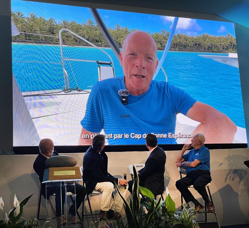 Mike Golding speaks via video link from the Cocos Islands - photo © Barry Pickthall / PPL