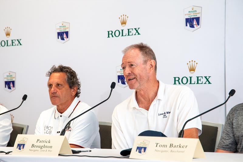 Patrick Broughton speaking about navigating on Love & War. (Juan Vila sitting on his left) - Rolex Sydney Hobart Yacht Race - photo © RSHYR | Ashley Dart