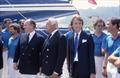 His Highness the Aga Khan with Gianni Agnelli, Luca Cordero di Montezemolo and the crew of Azzurra © Yacht Club Costa Smeralda