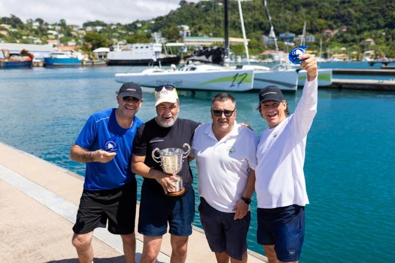 Rayon Vert crew: Francois Seruzier, Oren Nataf, Cristiano Sereni with RORC Racing Manager Steve Cole photo copyright Arthur Daniel / RORC taken at Royal Ocean Racing Club