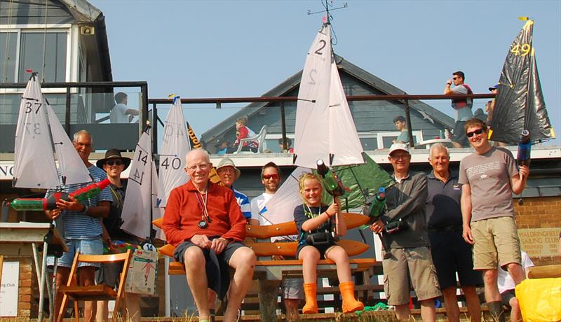 Waldringfield Bottle Boat Championship - competitors and their boats in front of the WSC clubhouse photo copyright Linda Price taken at Waldringfield Sailing Club and featuring the Model Yachting class