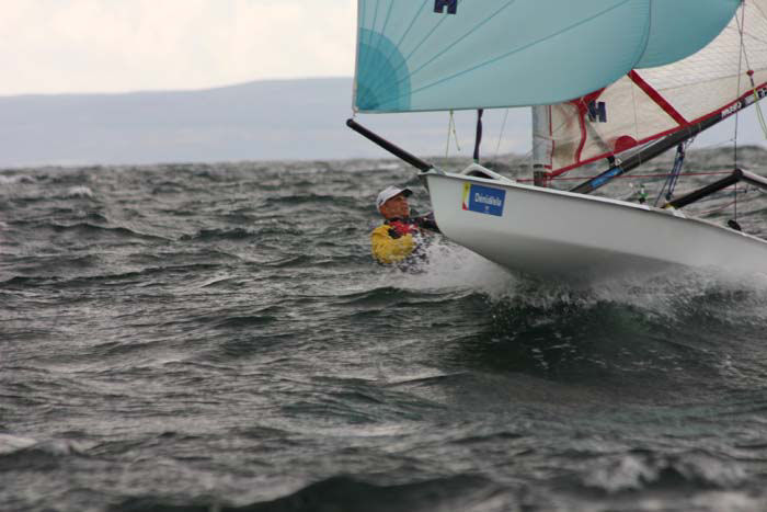 Ian Renilson during the Scottish Skiff championships at Prestwick photo copyright Alan Henderson / www.fotoboat.com taken at Prestwick Sailing Club and featuring the Musto Skiff class