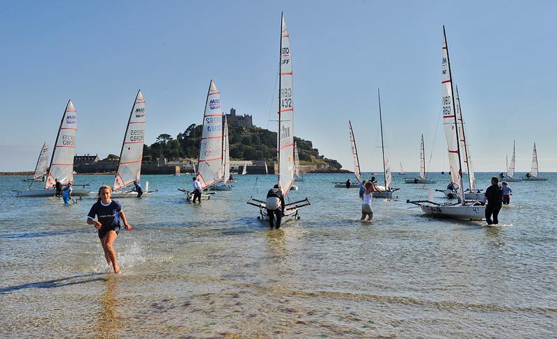 Musto Skiff nationals at Mount's Bay photo copyright Tania Samus / www.photoskiff.com taken at  and featuring the Musto Skiff class