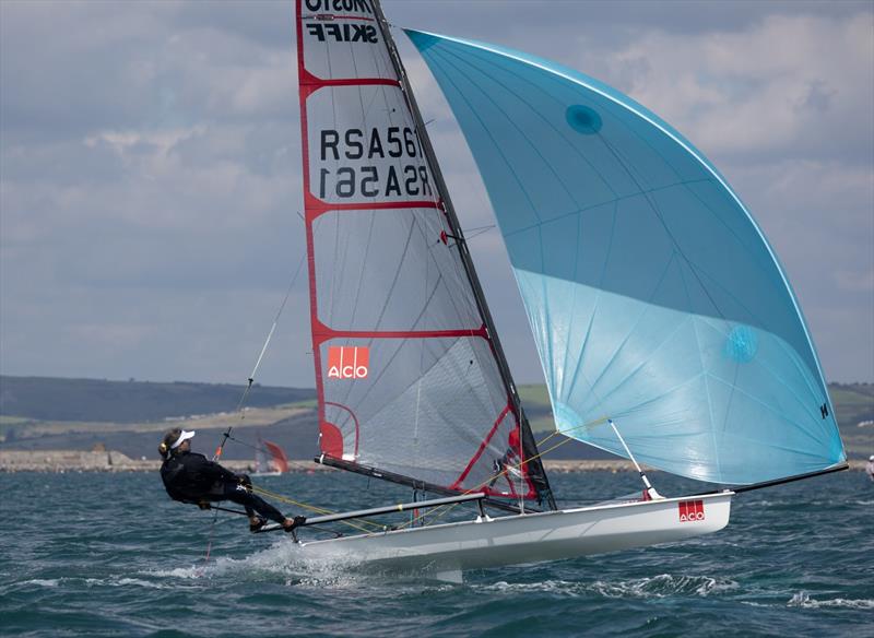 Brennan Robinson at the ACO 13th Musto Skiff World Championship 2024 photo copyright Michael Oliver taken at  and featuring the Musto Skiff class